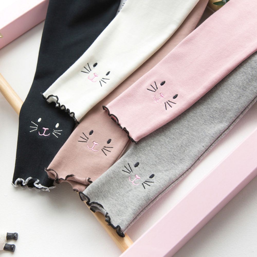 Quần legging dày mềm mại giữ ấm mùa đông in hình mèo dễ thương cho bé gái