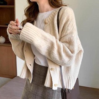 Áo Cardigan len cổ tròn cúc chất len lông mịn đẹp hàng dày dặn [Ảnh thật 4-9]