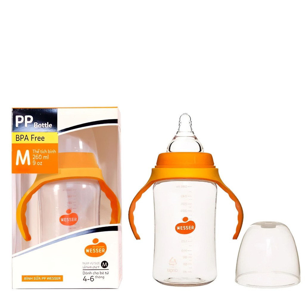 BÌNH SỮA PP WESSER CỔ RỘNG 180/260ML
