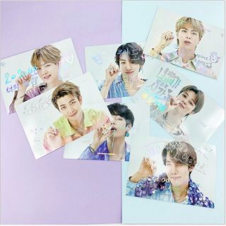 (Sẵn) Set 2 tấm greeting hologram hình BTS 2020  + hình thật