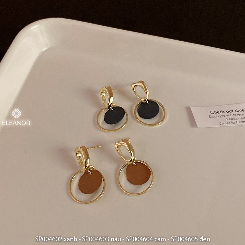 Bông tai nữ hình tròn phối màu sắc trẻ trung Eleanor Accessories phong cách Hàn Quốc phụ kiện trang sức dễ thương