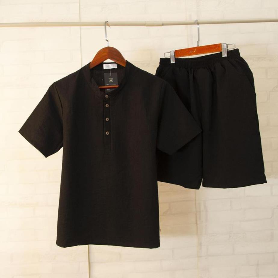 Bộ đũi nam cổ tàu ngắn tay l bộ quần áo nam cộc tay nam chất đũi đẹp -Hanhstyle | BigBuy360 - bigbuy360.vn