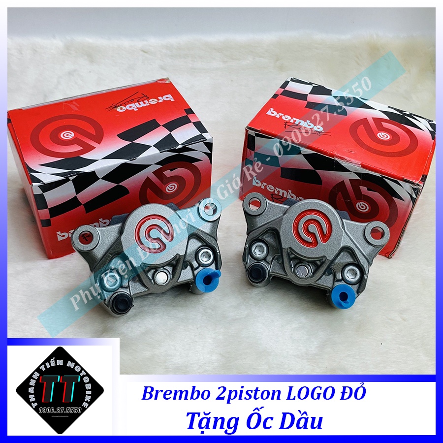 Heo Dầu Trước BRCMBE 2 piston Logo Đỏ, Kèm Pát Trước CNC. Thông dụng cho các dòng xe. Bền Bỉ, Sang Trọng, dễ lắp đặt