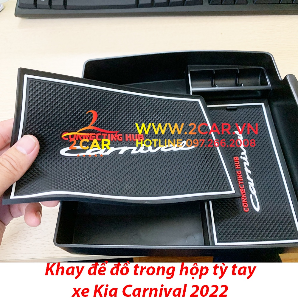Khay để đồ hộp tỳ tay xe Kia Carnival 2022 - Hàng chuẩn zin theo xe