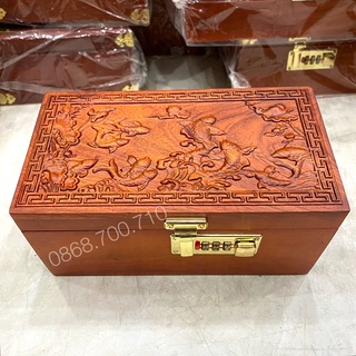 Hộp Đựng Tiền Tiết Kiệm Có Khóa mã Bằng Gỗ Hương Cao Cấp , Hộp đựng con dấu ,trang sức