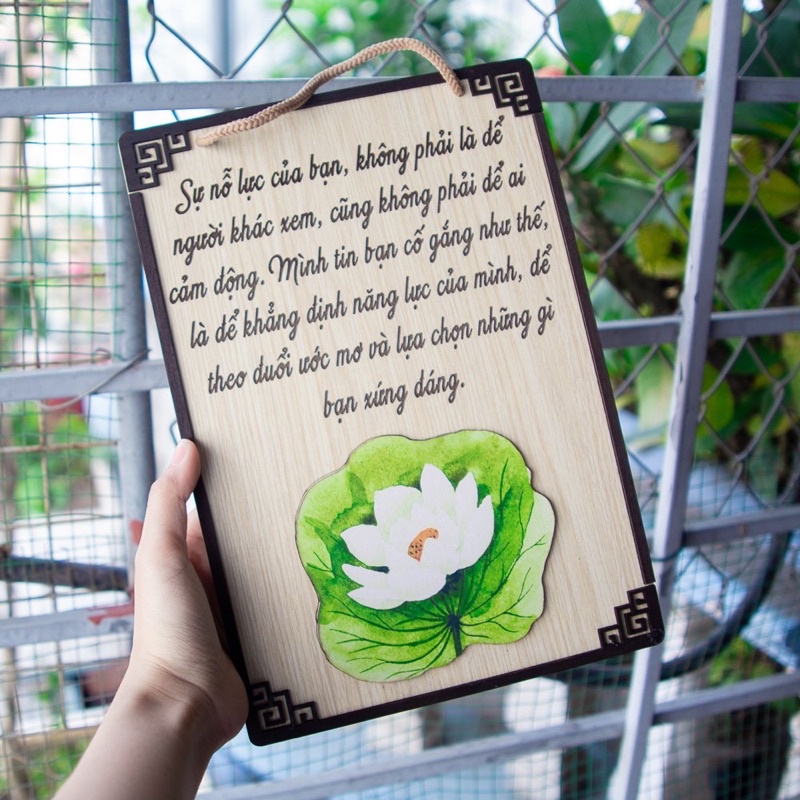 Bảng Gỗ Trang Trí Chữ Thư Pháp và Phật Pháp