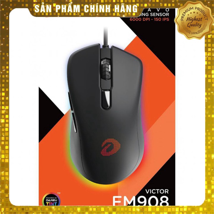 Chuột Gaming DAREU EM908 - LED RGB, BRAVO sensor - Bàn di chuột ESP100 - CHÍNH HÃNG MAI HOÀNG - BẢO HÀNH 24 THÁNG