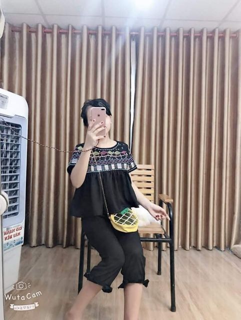 Bộ baby doll thêu