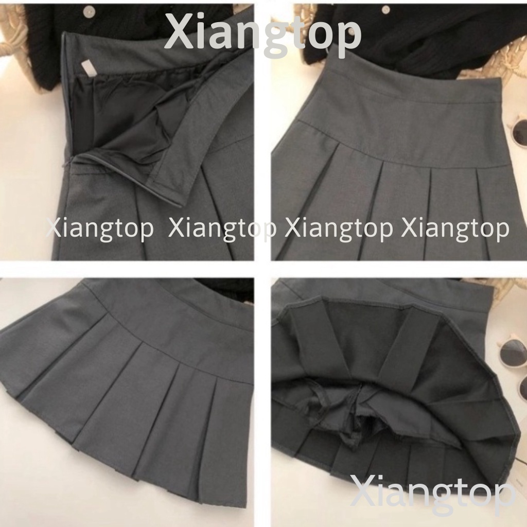 Chân váy xếp ly ngắn bản to màu xám bigsize phong cách Hàn Quốc kaca aosomicongsothietke