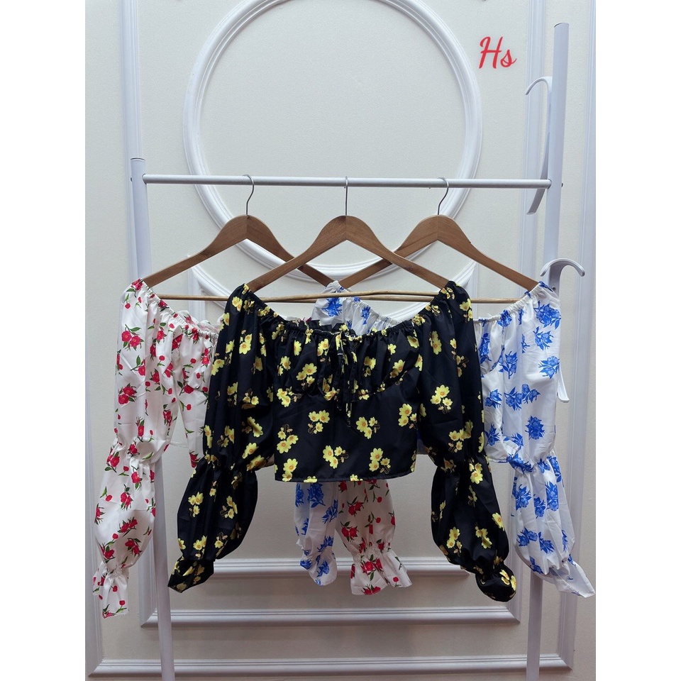 [Có Video Và Ảnh Thật] Áo Crotop Trễ Vai Dài Tay Xinh Xắn Bơ Store