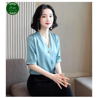 [SIÊU SALE] ÁO SƠ MI VẢI LỤA CỔ KIỂU CHO NỮ