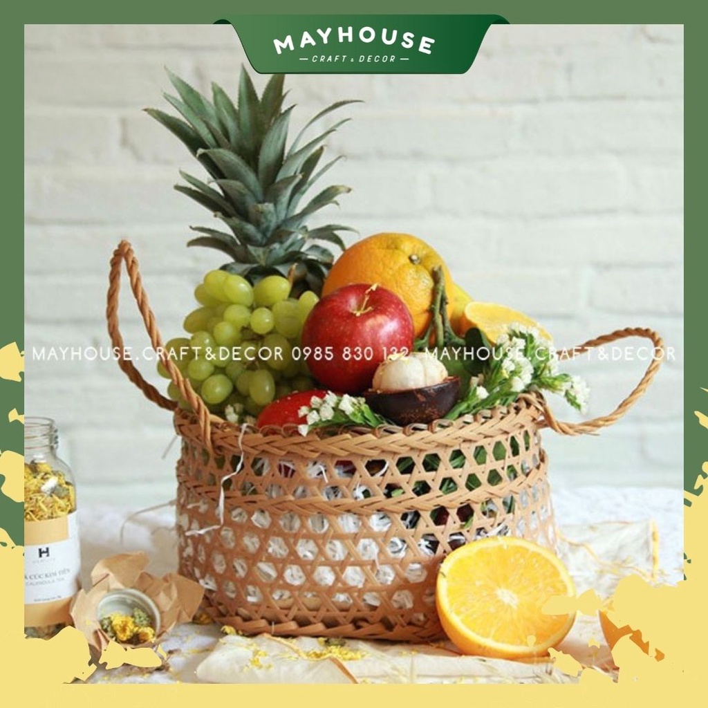 Giỏ Mây Tre Đan đựng quà, Giá Rẻ T12, XƯỞNG MAYHOUSE, Giỏ Quà Tết, Giỏ Đựng Trái Cây, chịu nước không ẩm m