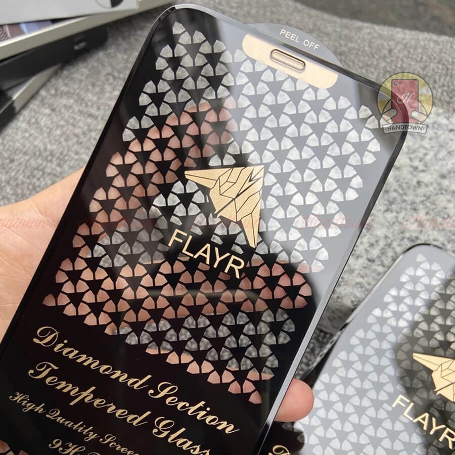 Cường Lực Iphone 13Pro 12 Pro Max 11 X XR XS Max ProMax Mini Viền Kim Cương Trong Suốt Full Màn Handtown