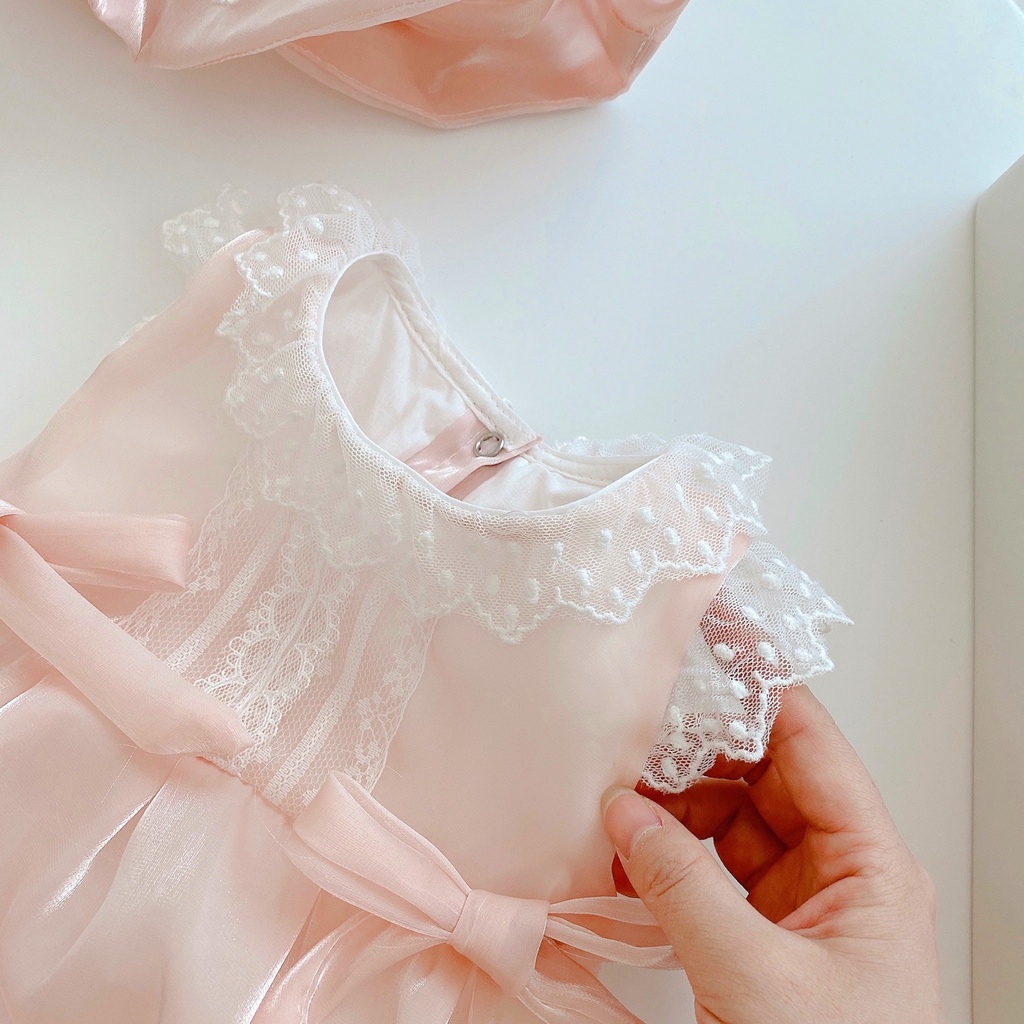 Bộ đồ body trẻ em tiểu thư kèm mũ sang chảnh, Bộ chụp hình đầy tháng thôi nôi sinh nhật, hàng Quảng châu cao cấp