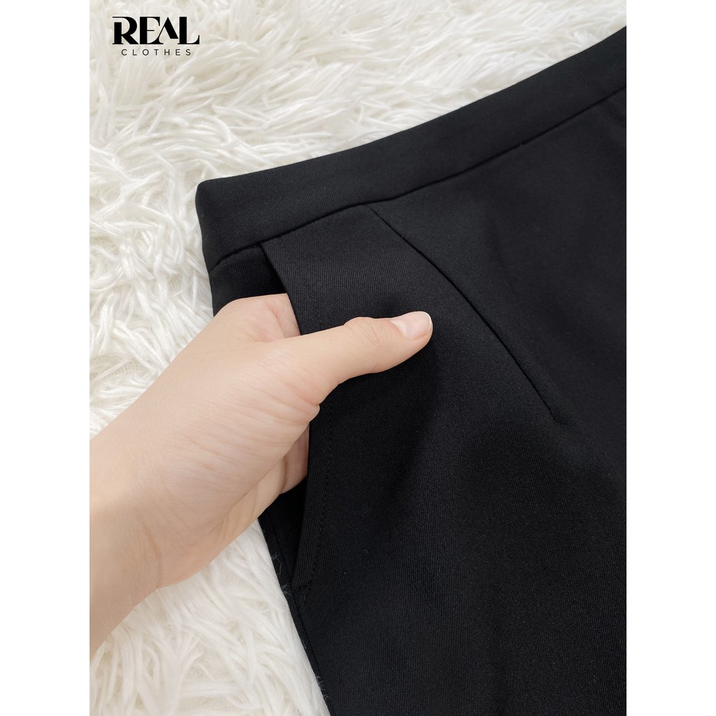 Váy form chữ A cơ bản màu đen có túi có lót ít nhăn