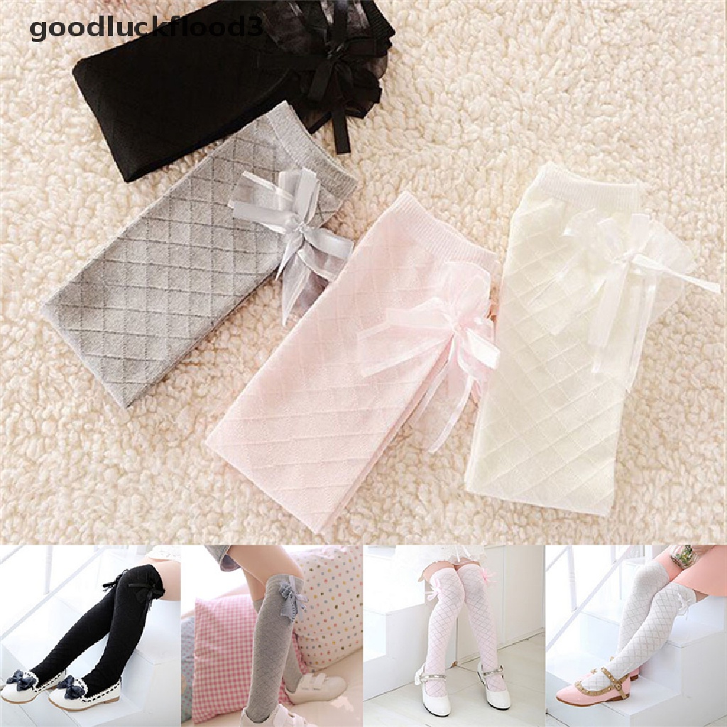 Vớ Cotton Cao Đến Đầu Gối Kẻ Ô Nơ Cổ Điển Dành Cho Bé Gái [f]