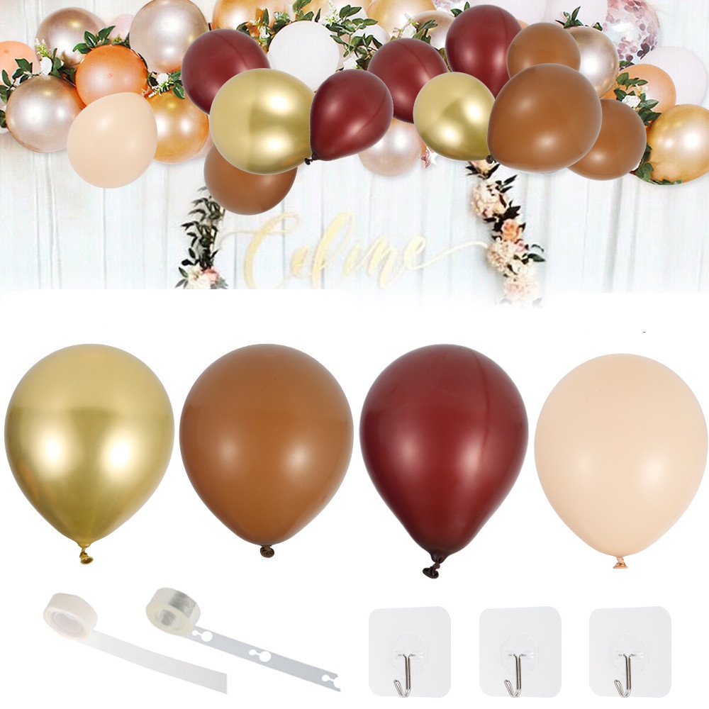 Set 102 Bóng Bay Màu Nâu Kiểu Retro Dùng Trang Trí Tiệc Sinh Nhật