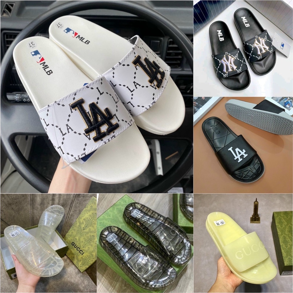 Dép Gucci trong suốt cao cấp ,dép lê quai ngang NY, LA, GC nhựa dẻo suốt Cao Cấp🔥