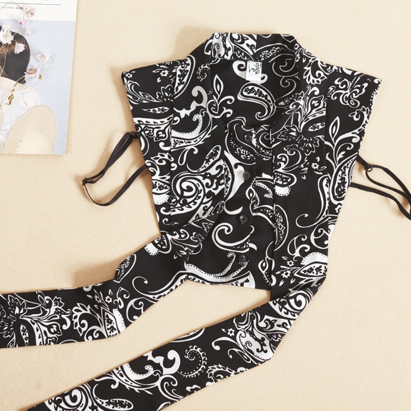 Cổ Áo Sơ Mi Giả Màu Trắng Đen Họa Tiết Hoa Thời Trang Cho Nữ