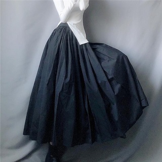 Chân váy dáng dài lưng thun cao màu đen/ trắng thiết kế xòe thời trang 2021 dành cho nữ #4