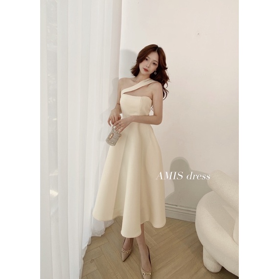 Váy Cup ngực dáng dài dự tiệc H.I.U ROOM, AMIS nude dress dáng chữ A tiểu thư thanh lịch H.I.U design 2021. | BigBuy360 - bigbuy360.vn