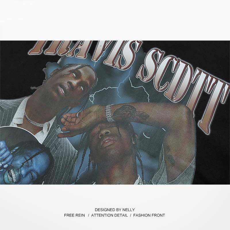 Áo thun Nelly ngắn tay in hình "TRAVIS SCDTT" áo phông