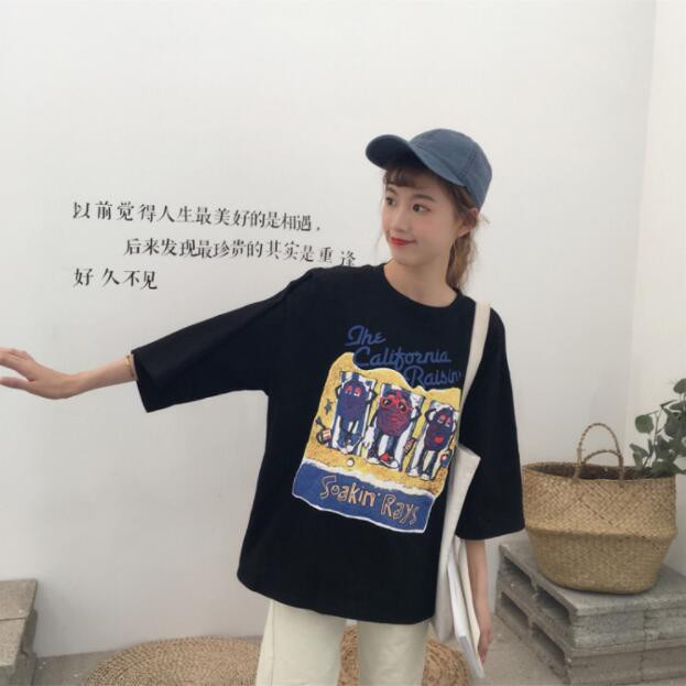 T-shirt Korean Fashion Casual Print High Quality Summer chic loose