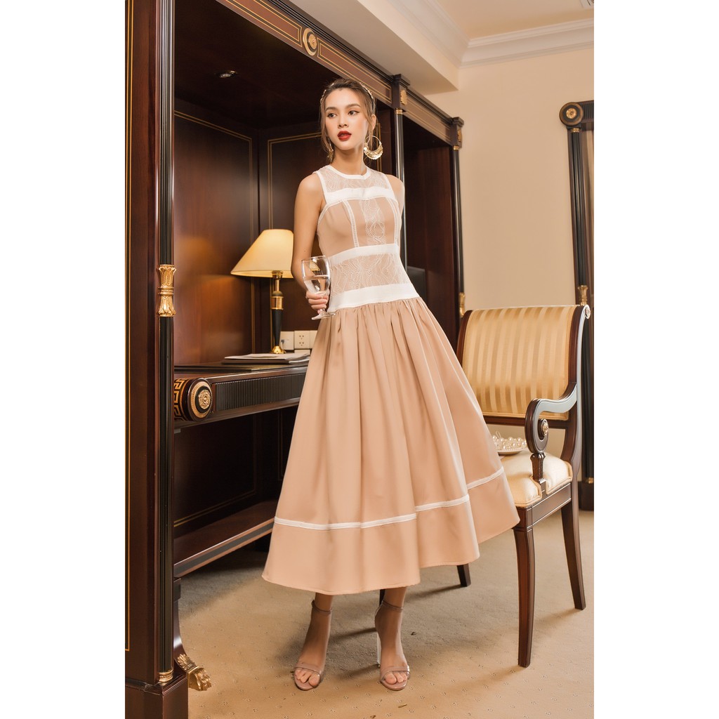 [Mã SKAMSALEP6 giảm 10% tối đa 100K đơn 150K] SÒ VINTAGE - BEVIS Đầm sát nách xòe phối ren | BigBuy360 - bigbuy360.vn