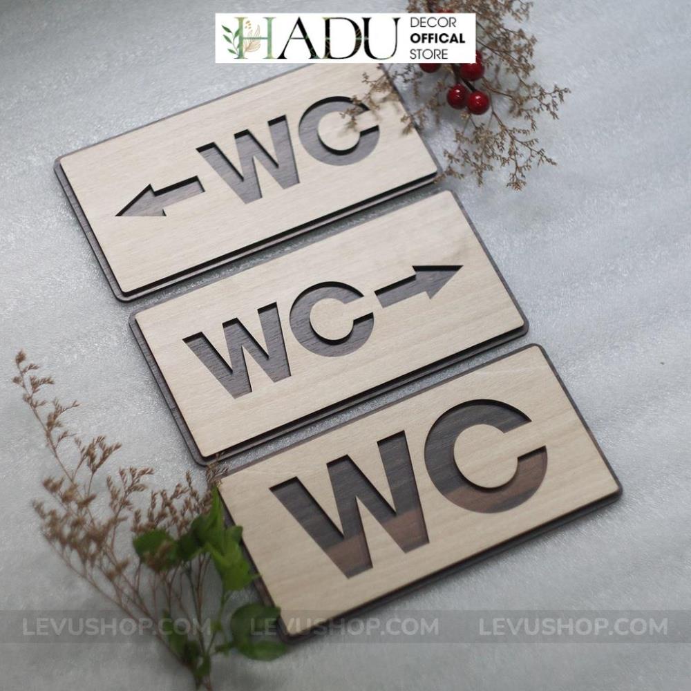 Bảng gỗ WC dán tường có mũi tên chỉ hướng nhà vệ sinh Hadu DECOR-TL06 - HaduDecor