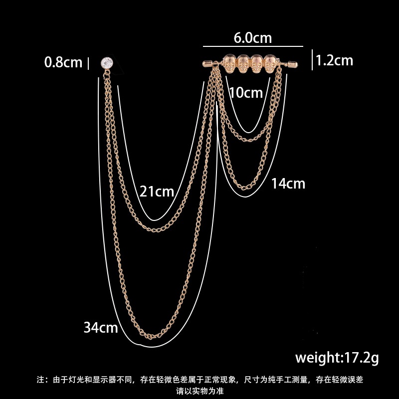 Ghim cài áo Vest Nam thời trang hình đầu lâu dây dài GH-426