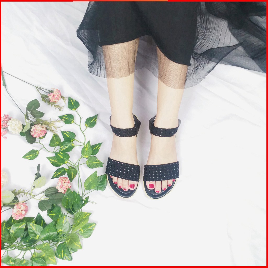 Giày sandal nữ đi học - FreeShip - Giày sandal nữ đi học quai hậu, đế nhựa PU cao 2p mang đi làm đi học đi chơi - TBKT F