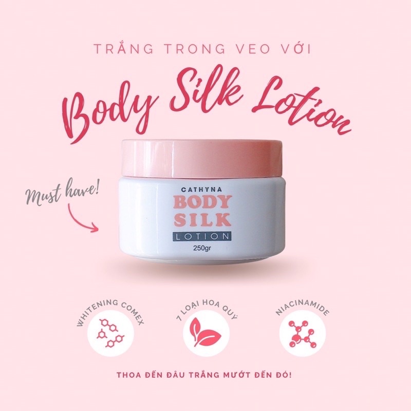 [ Tặng Tẩy TBC] Kem body silk dưỡng trắng Body Silk Cathyna