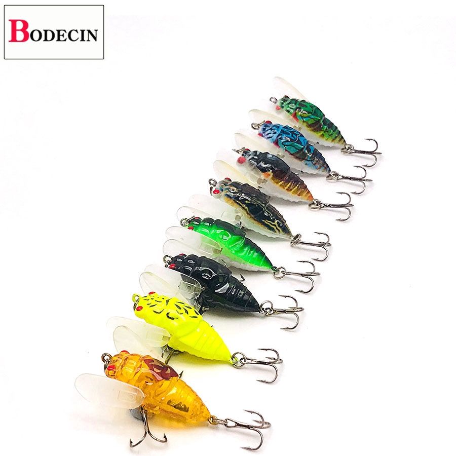 1 mồi câu cá nhân tạo hình ve sầu chất liệu cứng cho câu cá hồi/cá trên bền mặt nước