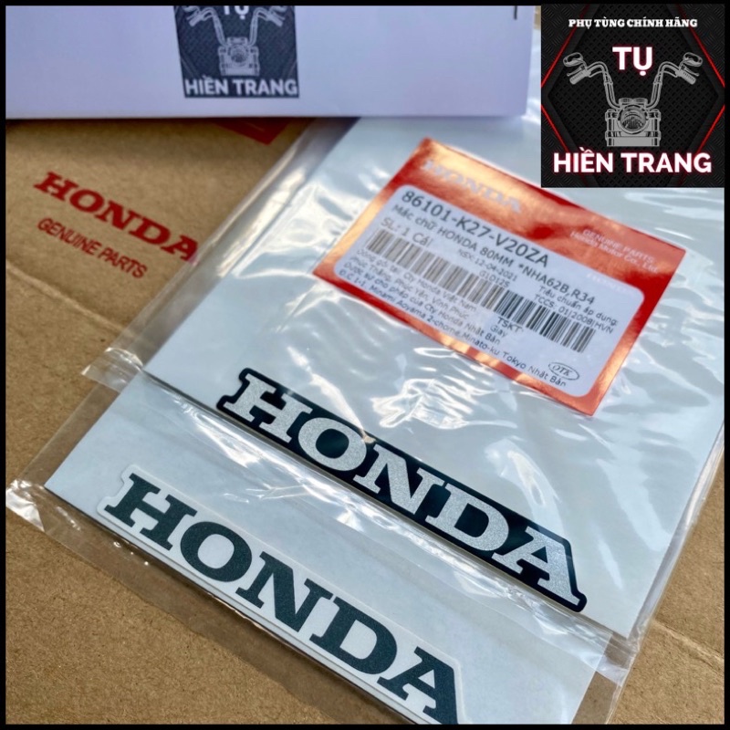 [Mã LIFEAU02 hoàn 10% tối đa 12K xu đơn 50K] TEM CHỮ HONDA MÀU BẠC NỀN ĐEN-TRẮNG 80mm ZIN CHÍNH HÃNG HONDA