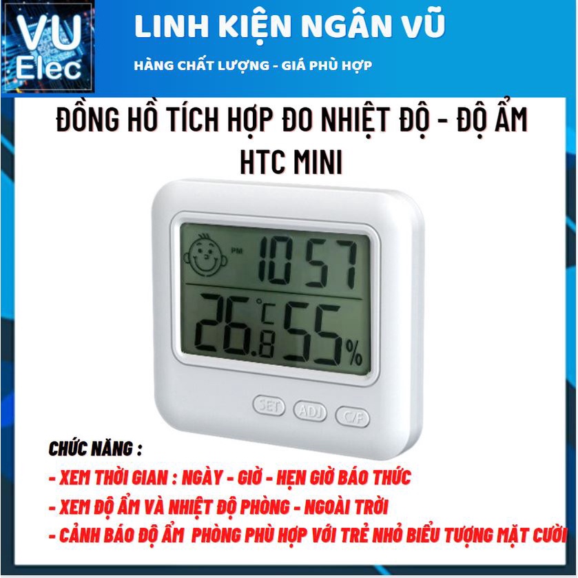 [HÀNG XỊN] Đồng hồ đo nhiệt độ, độ ẩm, thời gian thực HTC1, HTC2  có đầu cảm biến nhiệt bên ngoài