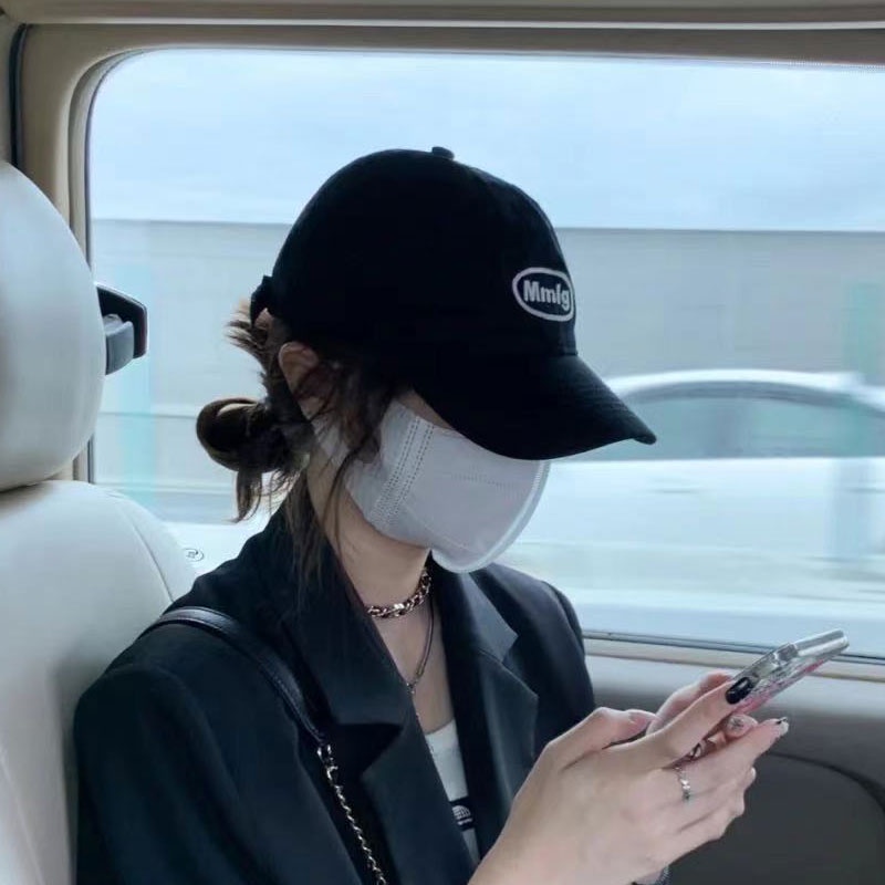 Mũ Lưỡi Trai Cotton Màu Trơn In Chữ Phong Cách Hàn Quốc