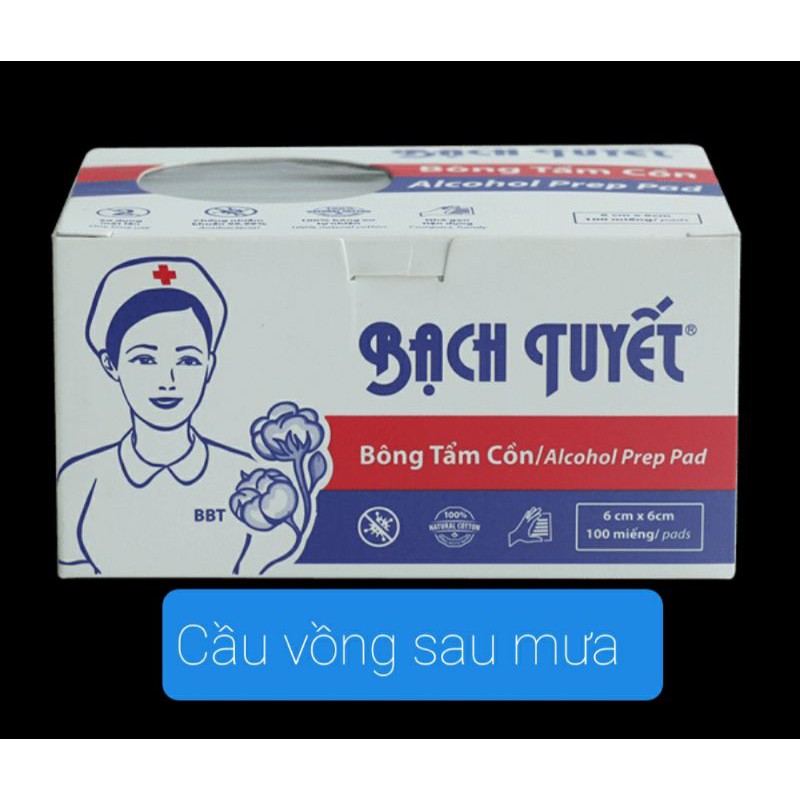 BÔNG TẨM CỒN ( HỘP 100 MIẾNG)