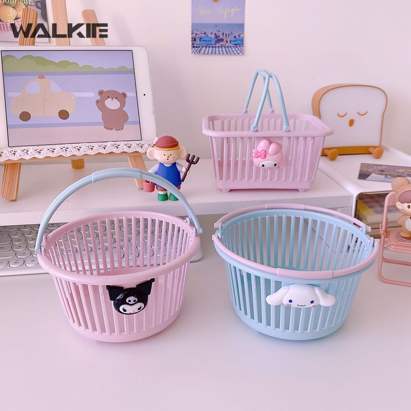 Giỏ Đựng Đồ Mua Sắm Bằng Nhựa In Họa Tiết Hoạt Hình Kuromi Cinnamoroll My Melody Dễ Thương Để Bàn Tiện Dụng