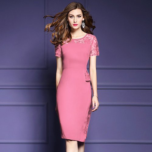 [SIÊU RẺ- SIÊU CHÂT]  45-68KG ĐẦM ÔM DỰ TIỆC KIỂU ĐẦM ÔM BODY PHỐI REN THÊU HOA EO CÁCH ĐIỆU D3005