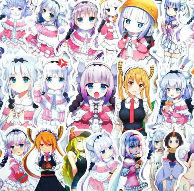 Sticker anime maid dragon 30 ảnh ép lụa lhacs nhau có đề can bóc dán