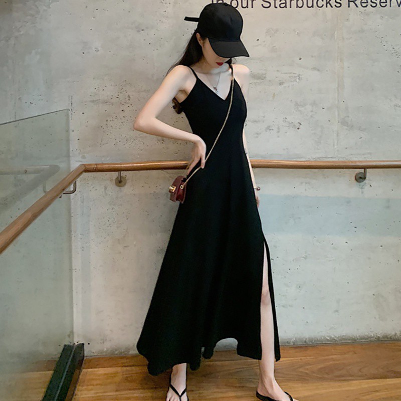 Váy Đầm Maxi Hai Dây Xẻ Tà Thiết Kế Thời Trang Dành Cho Nữ