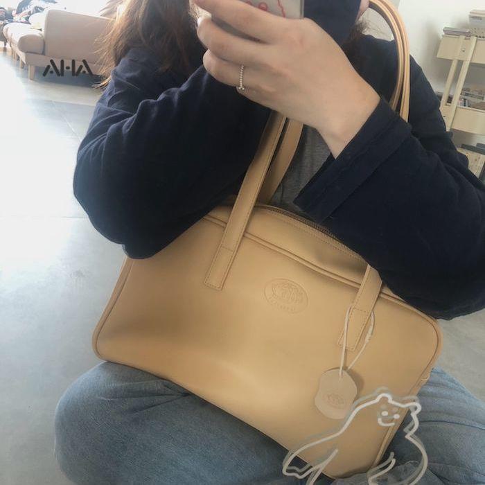 AHA OFFICIAL Túi Tote Đeo Vai Kích Thước Lớn Phong Cách Preppy Nhật Bản Mới Dễ Phối Đồ Cho Nữ