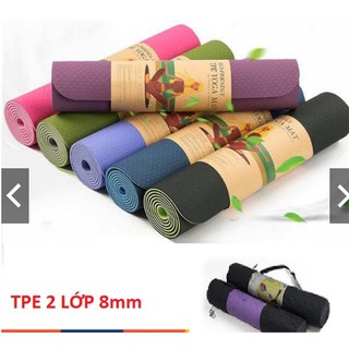 Thảm tập yoga 2 lớp TPE Eco- Friendly dày 8mm/yoga 8 ly cao cấp