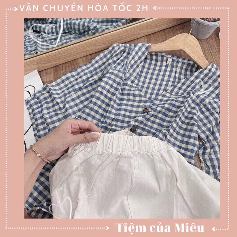 SET ULZZANG ÁO BBD CARO MIX QUẦN SOOC TRẮNG | BigBuy360 - bigbuy360.vn