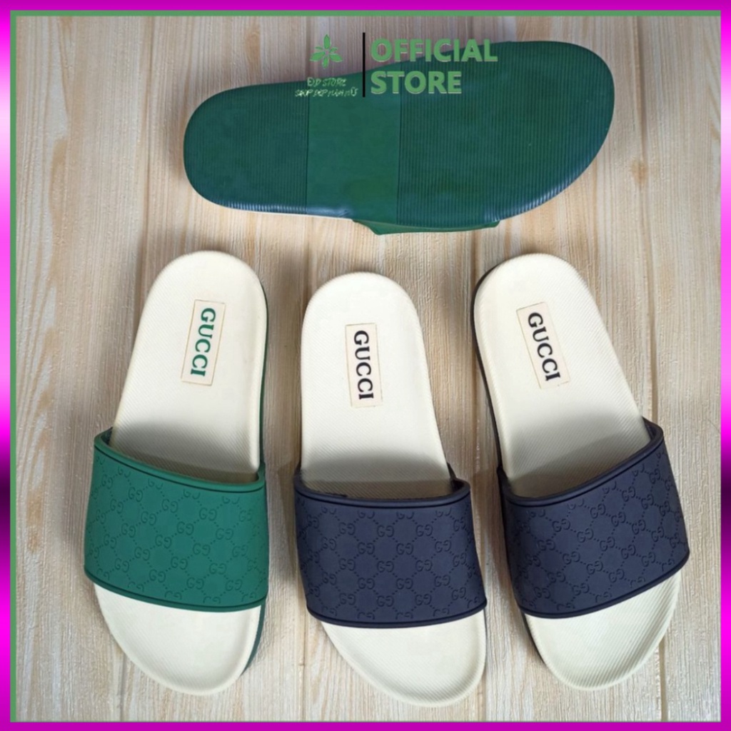 Dép Gucci, dép quai ngang GG 2 màu xanh đen free ship toàn quốc