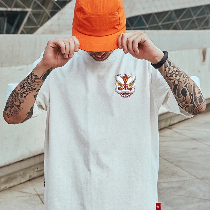 Áo thun in hinh lân Lion Dance tay lỡ form rộng phong cách thời trang dành cho nam nữ TD Store nhiều mẫu