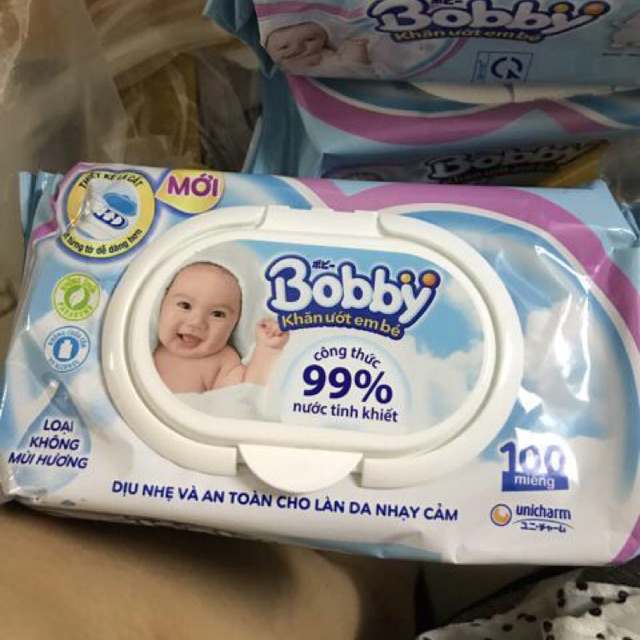 BỊCH GIẤY ƯỚT BOBBY 100 Tờ Khômg Mùi