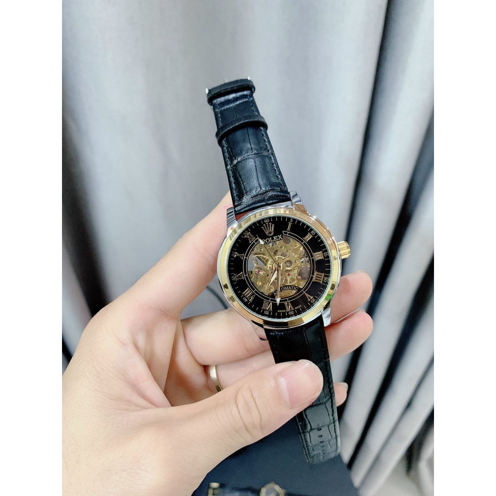 Đồng hồ Nam rolex cơ dây da cao cấp  - Bảo hành 12 tháng MTP-STORE