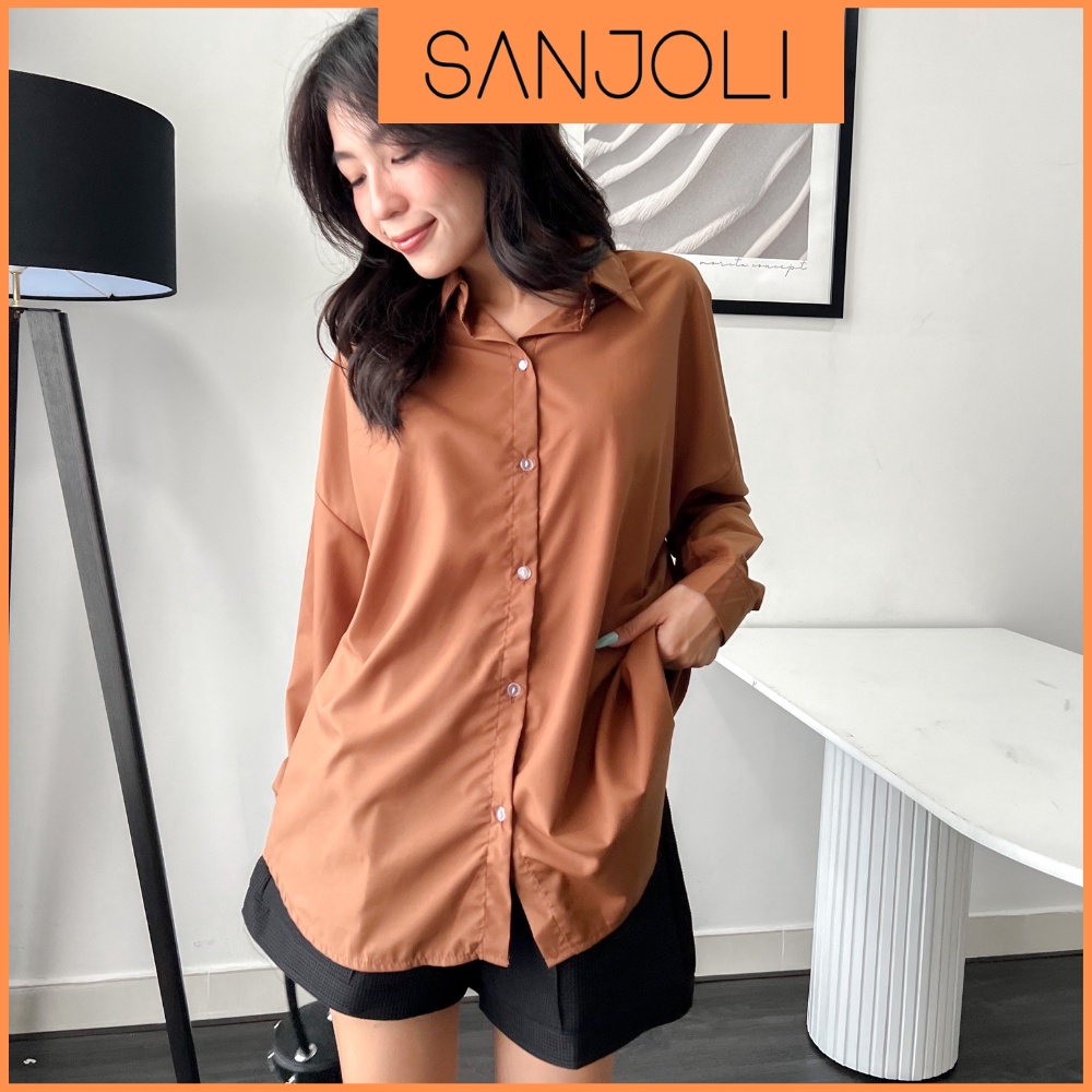 Áo Sơ Mi Nữ Kiểu SANJOLI Somi Lụa Công Sở Tay Dài Chất Thun Cao Cấp Phong Cách Hàn Quốc Vintage Màu Trắng Đẹp AO020