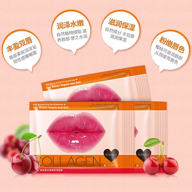 Mặt Nạ Môi Collagen Images Chiết Xuất Cherry, Mật Ong, Đào, Sữa Tươi Dưỡng Ẩm, Chống Nứt Nẻ, Môi Khô Lip Mask Chính Hãng | BigBuy360 - bigbuy360.vn